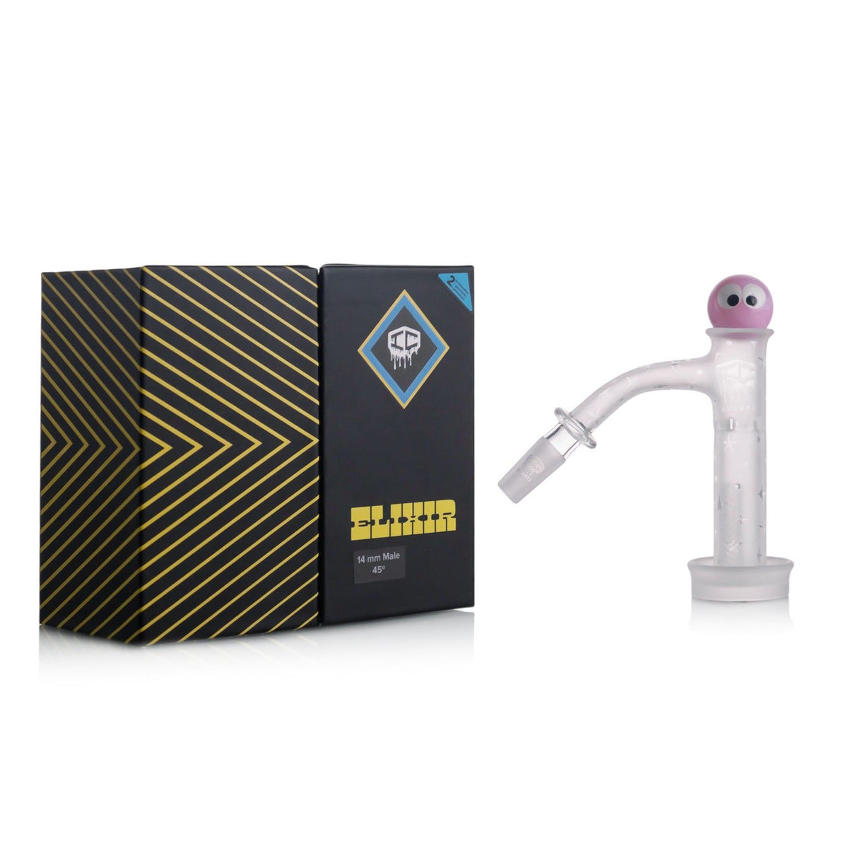 IC Quartz Elixir premium quartz banger 10mm 45 degree with carb cap and terp balls, colored quartz dab banger kit in 5 colors