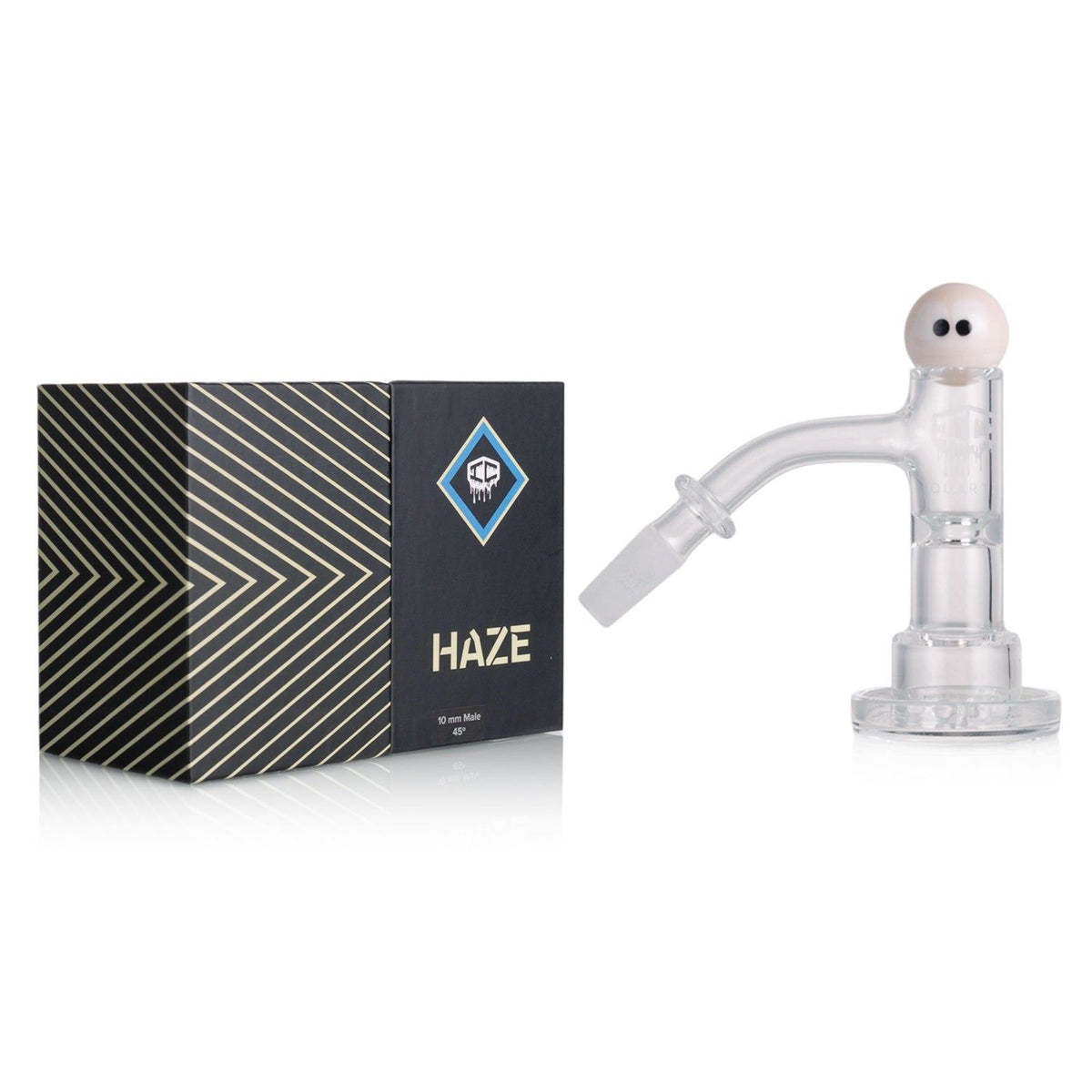 IC Quartz Haze 10mm male 45 degree banger installed on dab rig