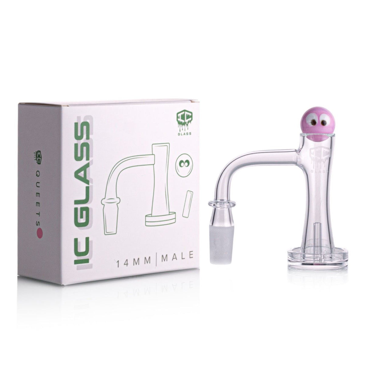 QUEETS 14mm male quartz banger kit with terp pearls and carb cap in pink