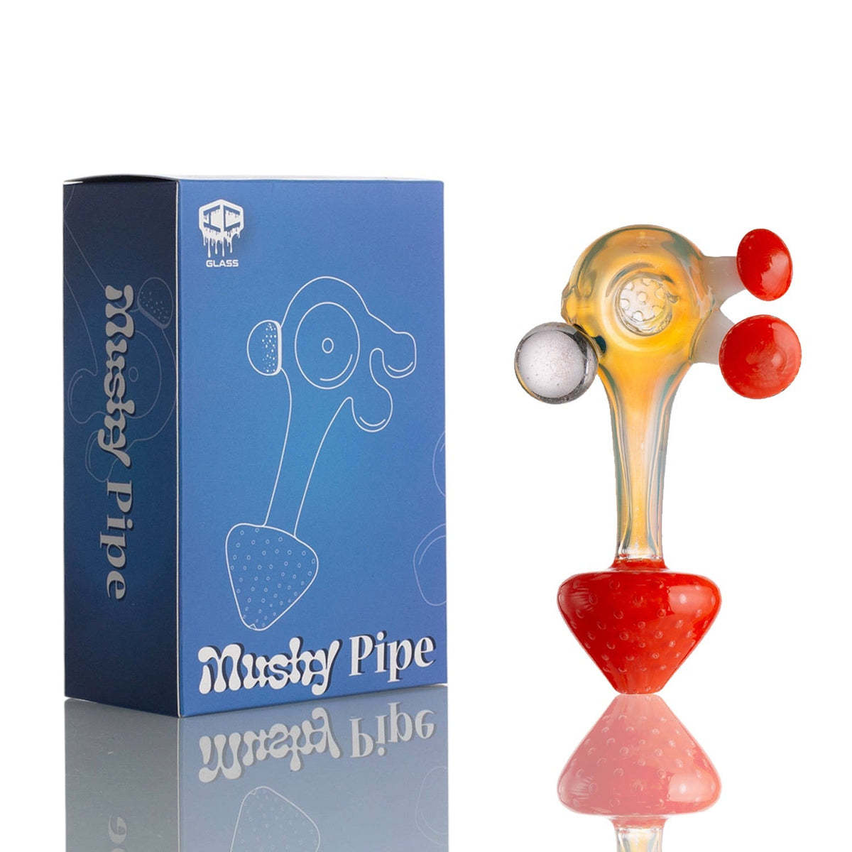 IC Glass Mushy Pipe with fumed base and mushroom heads in first color