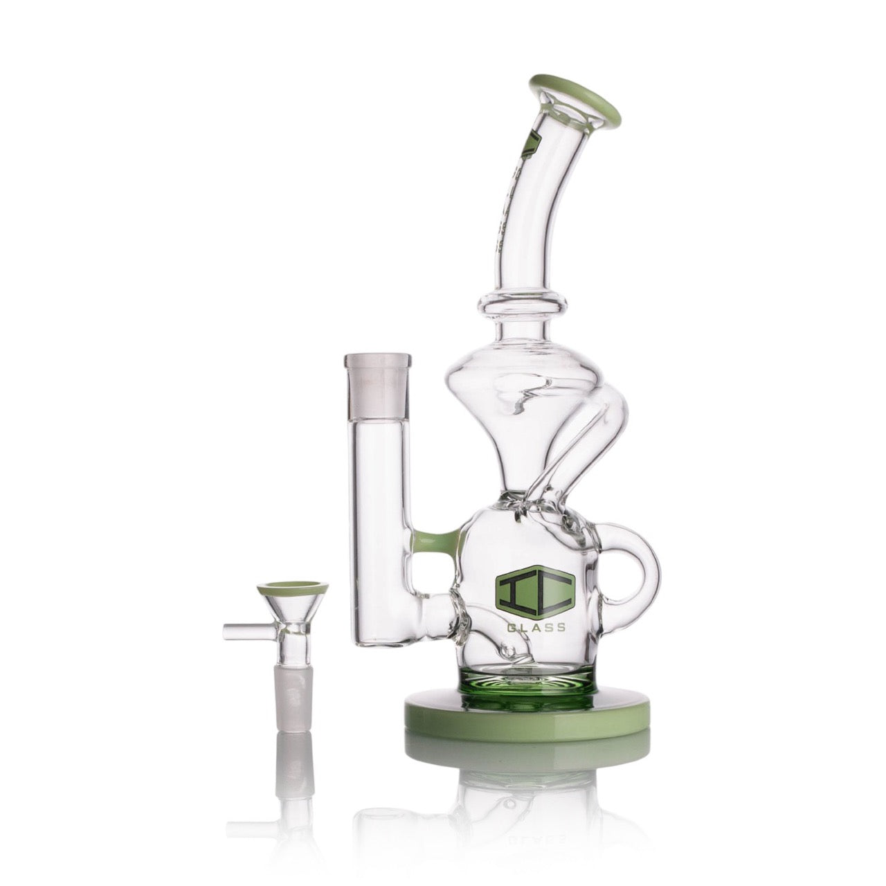 9.5 Inch clear recycler with colored base & colored lip| bowl piece included