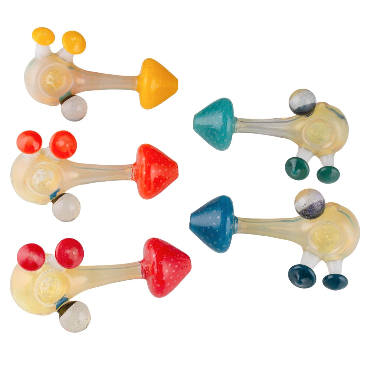 Mushroom heads protruding from fumed base on best hand pipes design